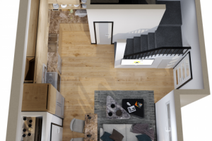 Дизайн студии в американском стиле вид сверху