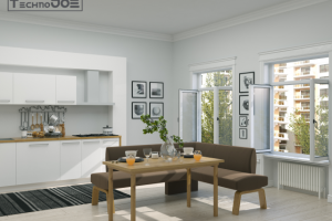 Визуализация модели дивана и кухни