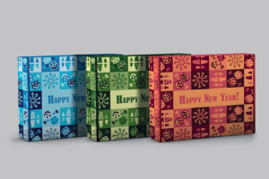 Серия новогодних праздничных коробочек с уникальным паттерном