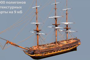 корабль 650т полигонов -> 15т полигонов