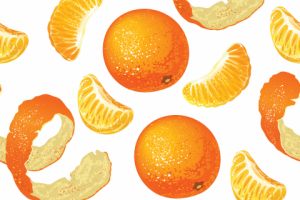 Бесшовный узор с мандаринами, векторная иллюстрация