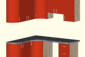 Угловая кухня с радиусными фасадами