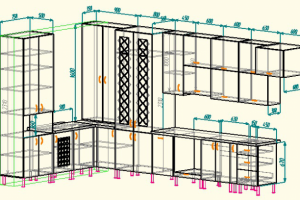 Угловая кухня с перфорированными фасадами