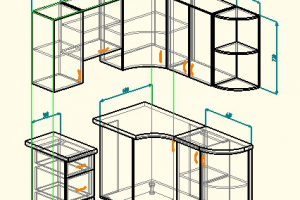 Угловая кухня с радиусными фасадами