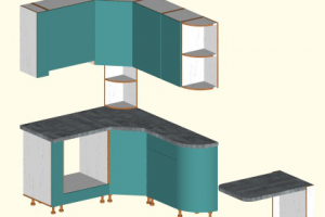 Угловая кухня с откидным столом