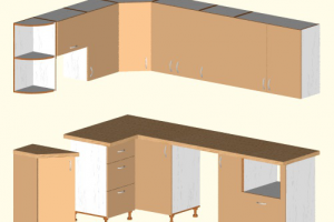 Угловая кухня с открытыми полками