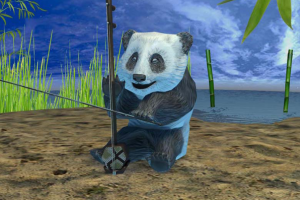 Панда играющая на японской скрипке