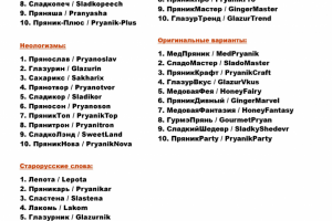 Нейминг для пряничной студии