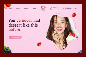 Дизайн концепт первого экрана для кондитера