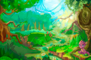 Фон для игры. Логово доброго дракона на болоте