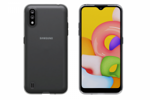 Смартфон Samsung в прозрачном чехле