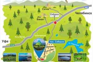 Карта-схема проезда, кемпинг Зюраткуль