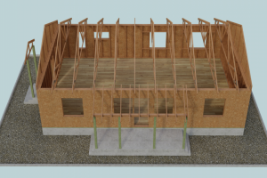 Модель конструкции деревянного дома