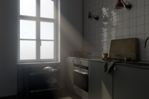 Текстурирование и визуализация интерьера кухни