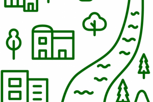 Векторная иконка «Река в городе»