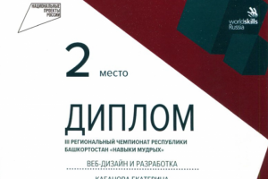 Диплом 2 место в Чемпионате РБ по веб-дизайну