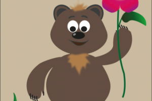 Открытка "Медведь с цветком"