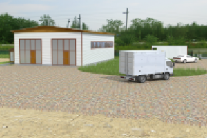 Гаражные боксы на 4 грузовых автомобиля. Фасад.