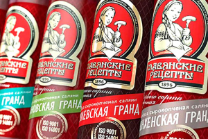Славянские рецепты. Дизайн этикетки для колбасы.