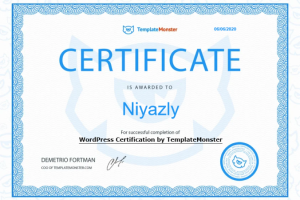 WordPress Certification by TemplateMonster