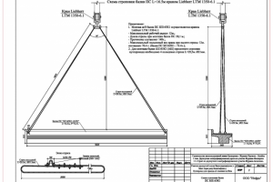 Схема строповки балки ПС моста L=16.5 м.