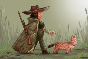 Концепт охотницы с охотничьим котом