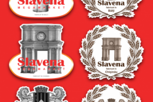 Дизайн наклеек на упаковку хлебной продукции магазинов Slavena
