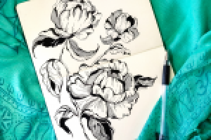 -Графика- Пионы