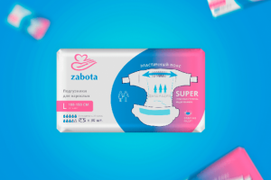 Дизайн упаковки подгузников для пожилых людей, ТМ "Zabota"