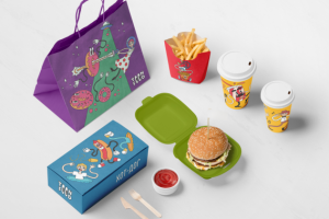УПАКОВКА ЕДЫ ДЛЯ ФАСТ-ФУД РЕСТОРАНА АМЕРИКАНСКОЙ КУХНИ «TOON FO