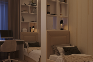 Детская в современном стиле с вечерним сценарием освещения