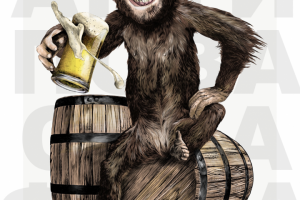 Обезьяна с кружкой пива