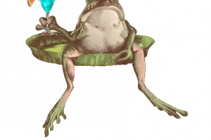 Лягушка пьет коктейль