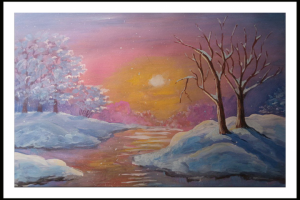 "Зимнее солнце", гуашь, А4