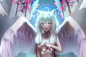 Кошка девочка аниме арт