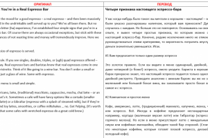 Эспрессо-бар, Англ -- Рус