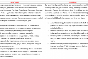 Гороскоп, Рус -- Англ