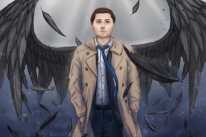 Иллюстрация с Кастиэлем