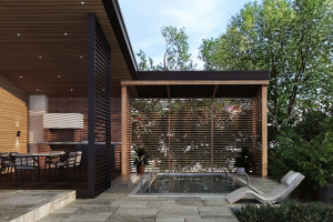 Проект уличной веранды с бассейном