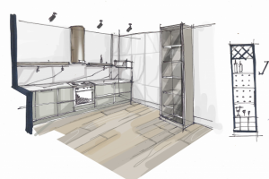 Скетч кухни-столовой