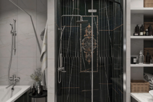 дизайн черно-белой ванной