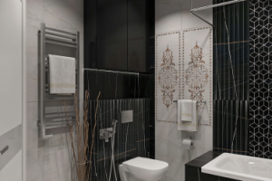 дизайн черно-белой ванной