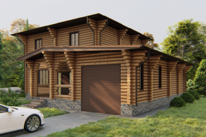 Визуализация  дома из оцилиндрованного бревна