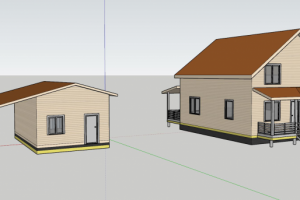 Отрисовка коттеджа и гаража по чертежам.