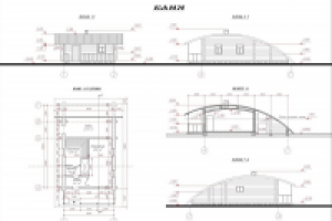 Эскиз бани из оцилиндрованных бревен