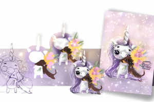 Разработка персонажа и макет готовой открытки