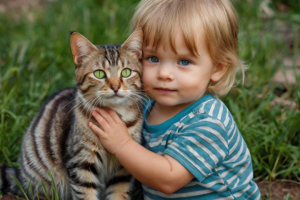 малыш с полосатым другом