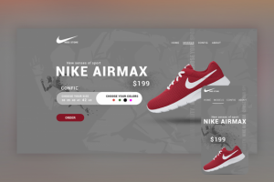 Концепция дизайна первого экрана для сайта "NIKE"