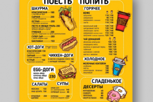 Меню для уличного кафе