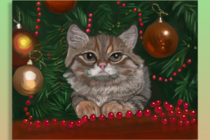 Кот в технике пастель